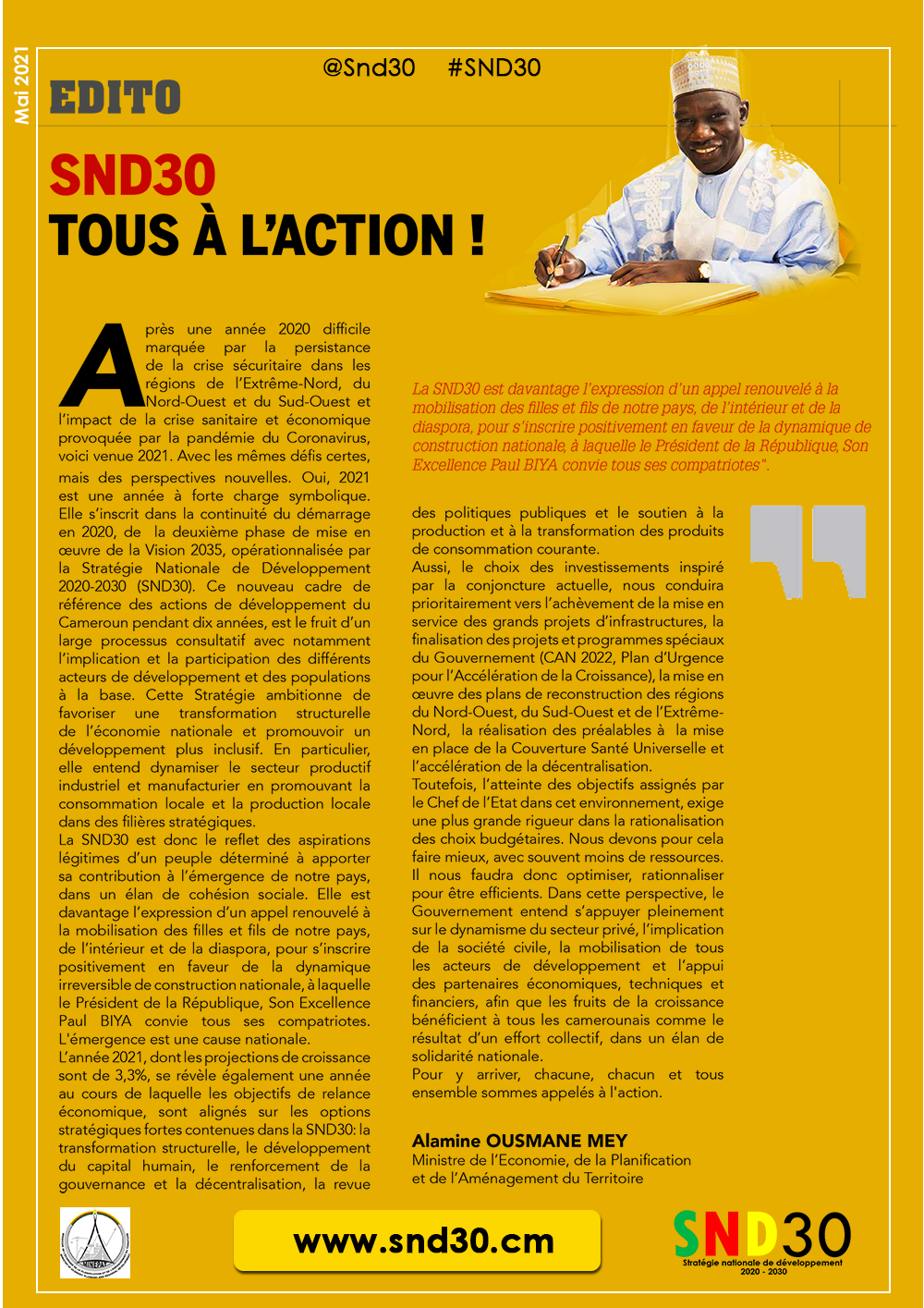 SND30 : TOUS À L’ACTION ! Par alamine Ousmane Mey